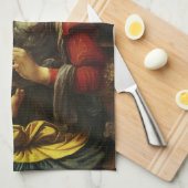 De Madonna met de anjer van Leonardo da Vinci Theedoek (Quarter Fold)
