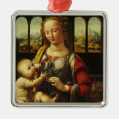 De Madonna met Kind van Leonardo da Vinci Metalen Ornament (Voorkant)