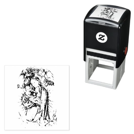 De Madonna op de Crescent Zelfinktende Stempel (In situ)