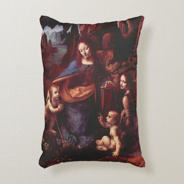 De Madonna van de Rotsen van Leonardo da Vinci Accent Kussen (Voorkant(Verticaal))