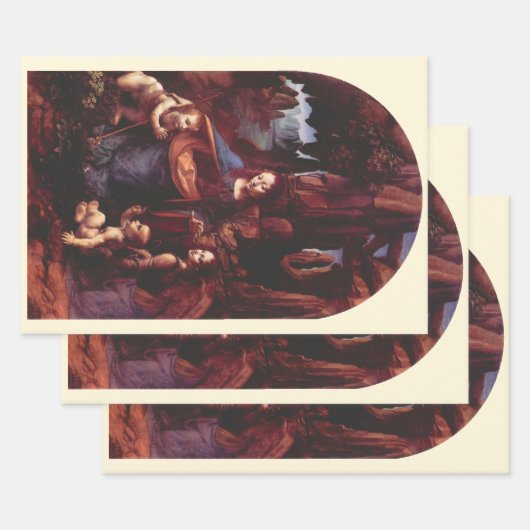 De Madonna van de Rotsen van Leonardo da Vinci Inpakpapier Vel (Set)