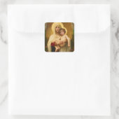 De Madonna van de Rozen door William Bouguereau Vierkante Sticker (Tas)