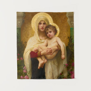De Madonna van de Rozen door William Bouguereau Wandkleed