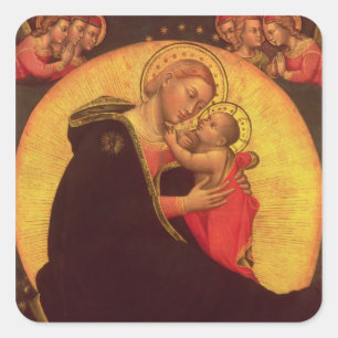 De Madonna van Humility, 1390-1400 Vierkante Sticker