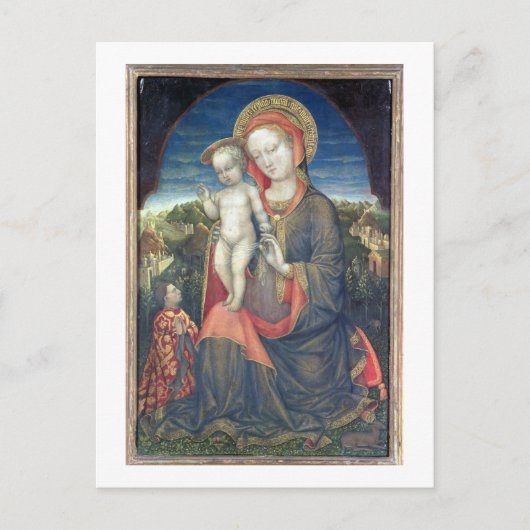 De Madonna van Humility, geadoreerd door Leonello Briefkaart (Voorkant)