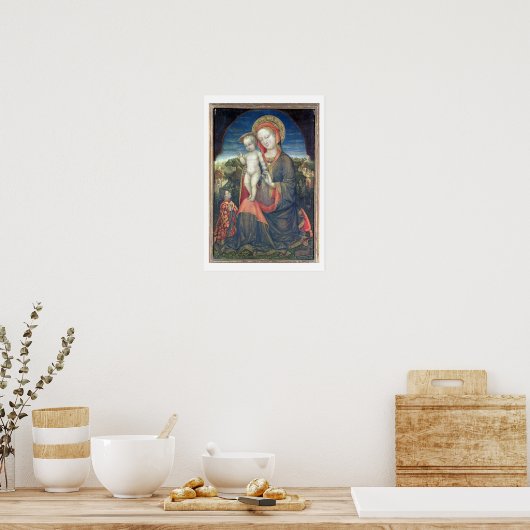 De Madonna van Humility, geadoreerd door Leonello  Poster (Keuken)
