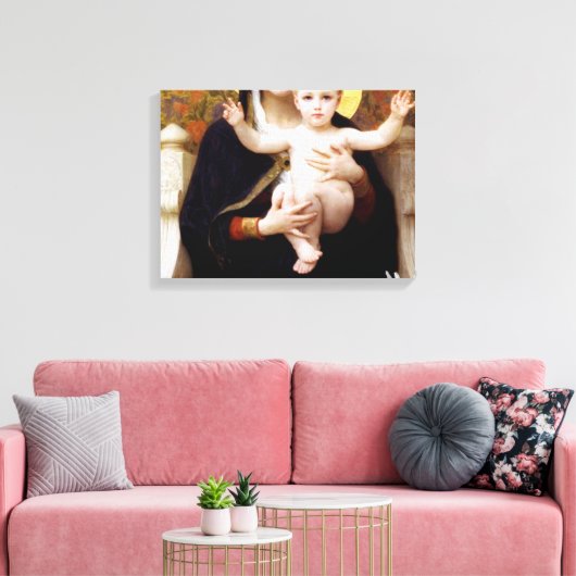 De Madonna van Lilies William Adolphe Bouguereau Canvas Afdruk (Insitu (Woonkamer))