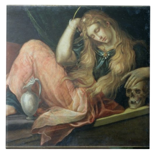 De Magdalene (olie op het canvas) Tegeltje (Voorkant)
