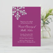 De magenta Grand Opening Offset Crystal Snowflake Kaart (Staand voorkant)
