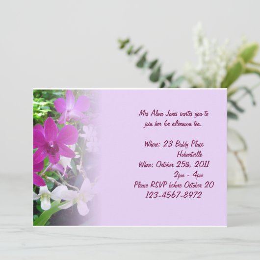 De magenta Uitnodiging van Orchideeën (Staand voorkant)