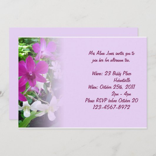 De magenta Uitnodiging van Orchideeën (Voorkant / Achterkant)