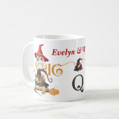 De Magic Witch Uil Herfst thema gepersonaliseerd Koffiemok (Voorkant links)