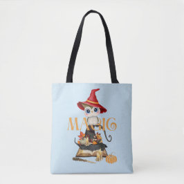 De Magic Witch Uil Herfst thema gepersonaliseerd Tote Bag