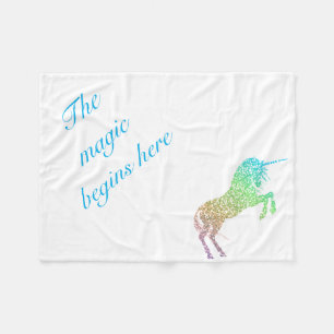 De Magie begint hier Unicorn Fleece Deken