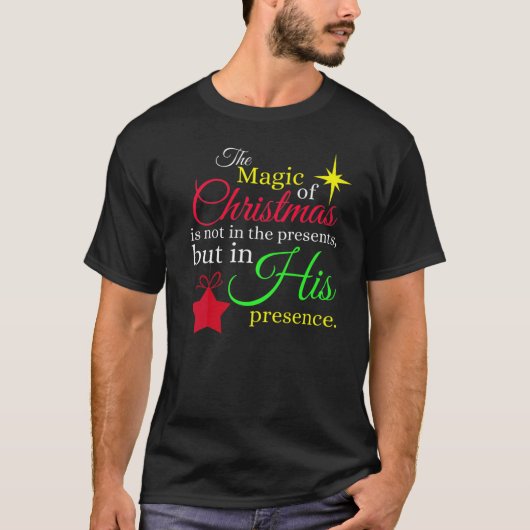 DE MAGIE VAN CHRISTMAS Christelijke Jesus Birth T- T-shirt (Voorkant)