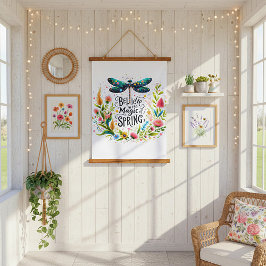 De magie van de lente bloemen hangend wandkleed