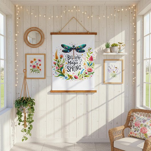 De magie van de lente bloemen hangend wandkleed