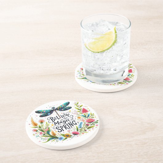 De magie van de lente bloemen zandsteen onderzetter (Zijkant)