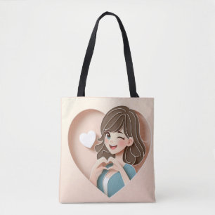 De magie van de liefde van Winking Girl Tote Bag