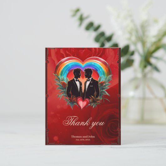 De magie van het moment: elegante gay silhouetten. bedankkaart (Staand voorkant)