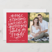 De magie van kerst rode foto feestdagenkaart (Voorkant)