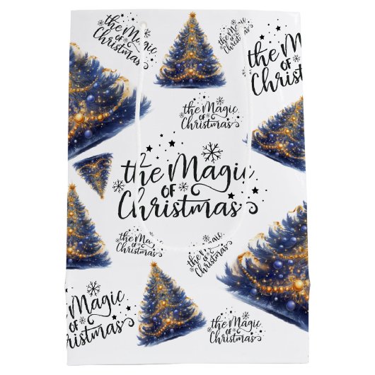 De magie van kerstbomen medium cadeauzakje (Achterkant)