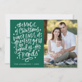 De magie van Kerstmis Groene Foto Feestdagenkaart (Voorkant)