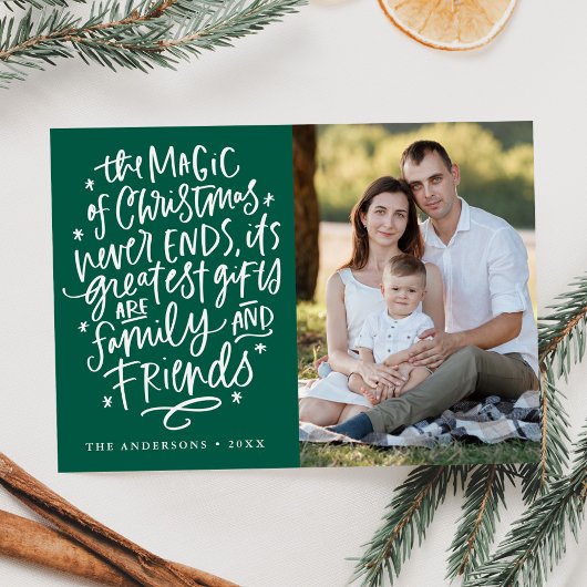 De magie van Kerstmis Groene Foto Feestdagenkaart