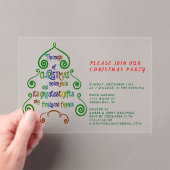 De magie van kersttypografie in boomvorm acryl uitnodigingen (Insitu (Draagbaar))