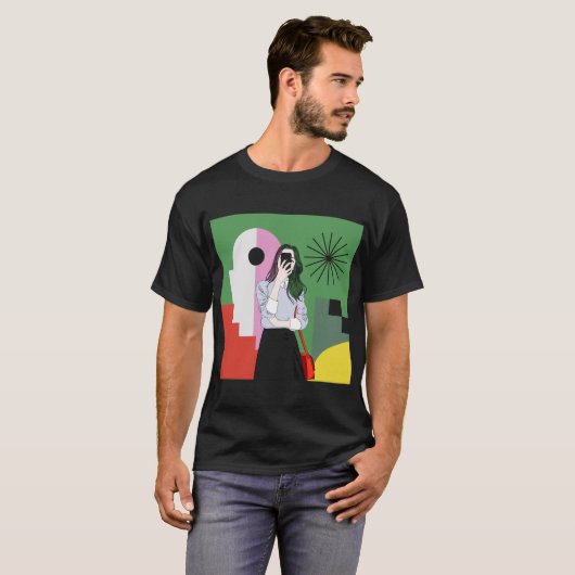 De magie van kleuren. Kunstmuurkunst T-shirt (Voorkant volledig)