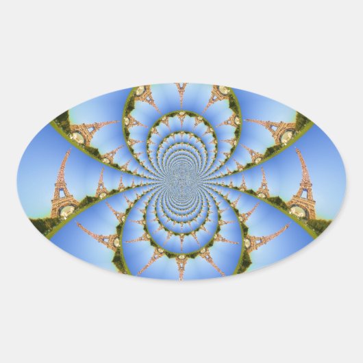 De magie van Parijs: geometrische Eiffeltoren Ovale Sticker (Voorkant)
