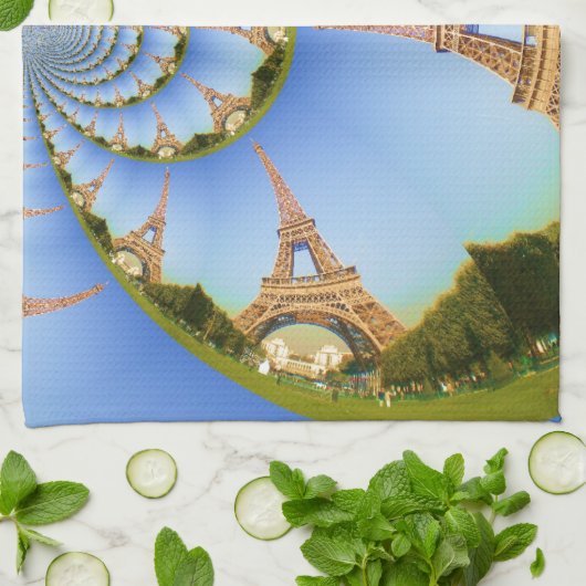 De magie van Parijs: geometrische Eiffeltoren Theedoek (Gevouwen)