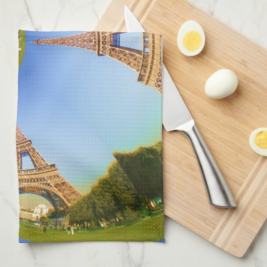 De magie van Parijs: geometrische Eiffeltoren Theedoek (Quarter Fold)
