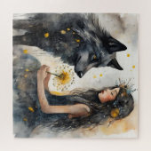 De magie van vriendschap: het meisje en de wolf legpuzzel (Horizontaal)