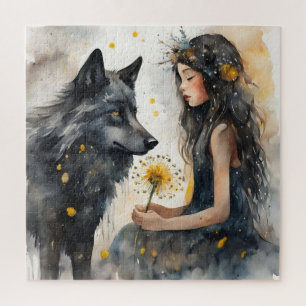 De magie van vriendschap: het meisje en de wolf legpuzzel