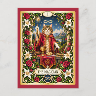 De Magiër Kat Tarot - Kracht en Potentieel Briefkaart