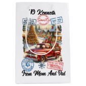 De magische bevalling van de Kerstman met feesteli Medium Cadeauzakje (Voorkant)