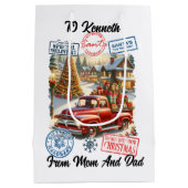 De magische bevalling van de Kerstman met feesteli Medium Cadeauzakje (Achterkant)