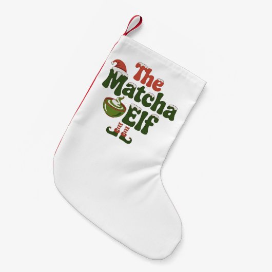 De magische Drink van de Matcha Elf Kleine Kerstsok (Voorkant (Hangend))