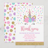 De magische Eenhoorn dankt u kaardt de Partij van Bedankkaart (Voorkant / Achterkant)