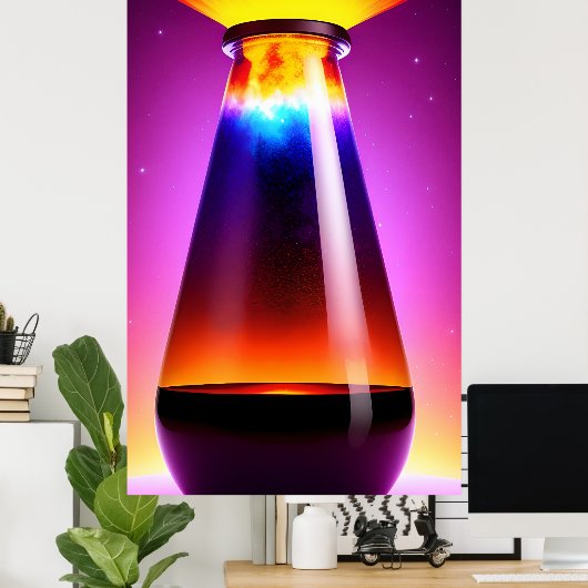 De magische fles | Lavalamp | Verloop | AI Poster (Thuiskantoor)