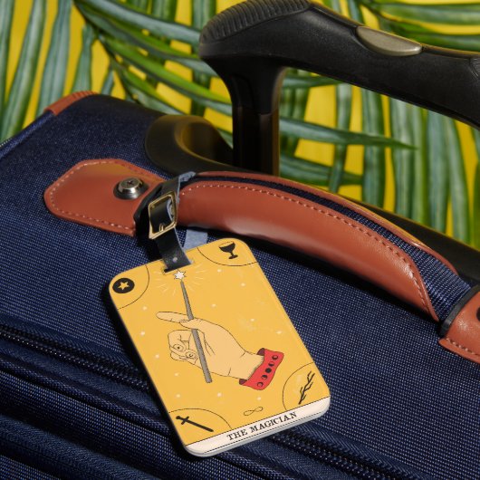 De Magische hand vier elementen tarot card yellow Bagagelabel (Voorkant Insitu 1)