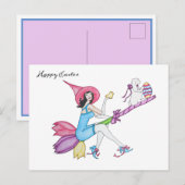 De magische heks en konijn van Pasen Feestdagenkaart (Voorkant / Achterkant)