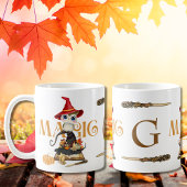 De magische heks uil Herfst thema monogram Koffiemok