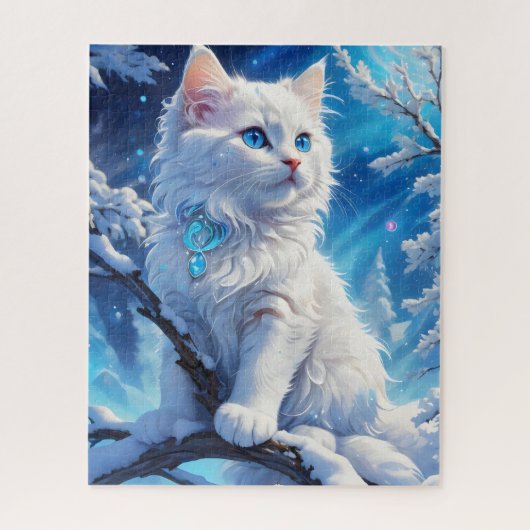De magische katachtige van de winter: legpuzzel (Verticaal)