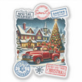 De magische kerstbezorgwagen van de kerstman sticker (Voorkant)