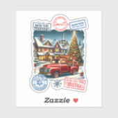 De magische kerstbezorgwagen van de kerstman sticker (Vel)