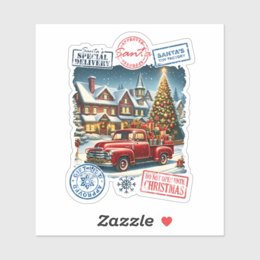 De magische kerstbezorgwagen van de kerstman sticker (Vel)