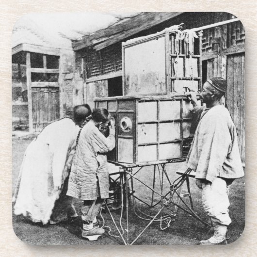 De magische lantaarn, c.1870 (b/w foto) bier onderzetter (Voorkant)