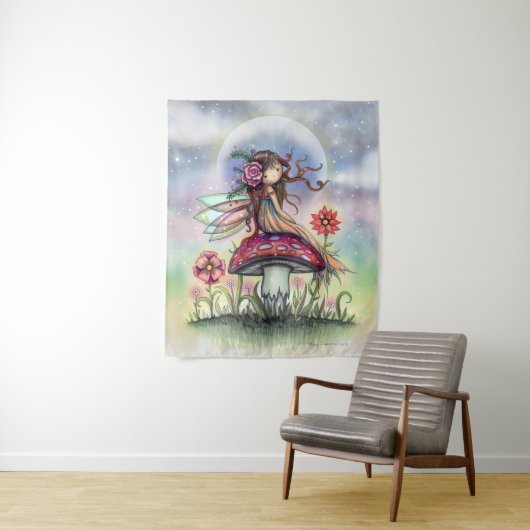 De magische paddestoel kleine fee muur opknoping wandkleed (In situ)